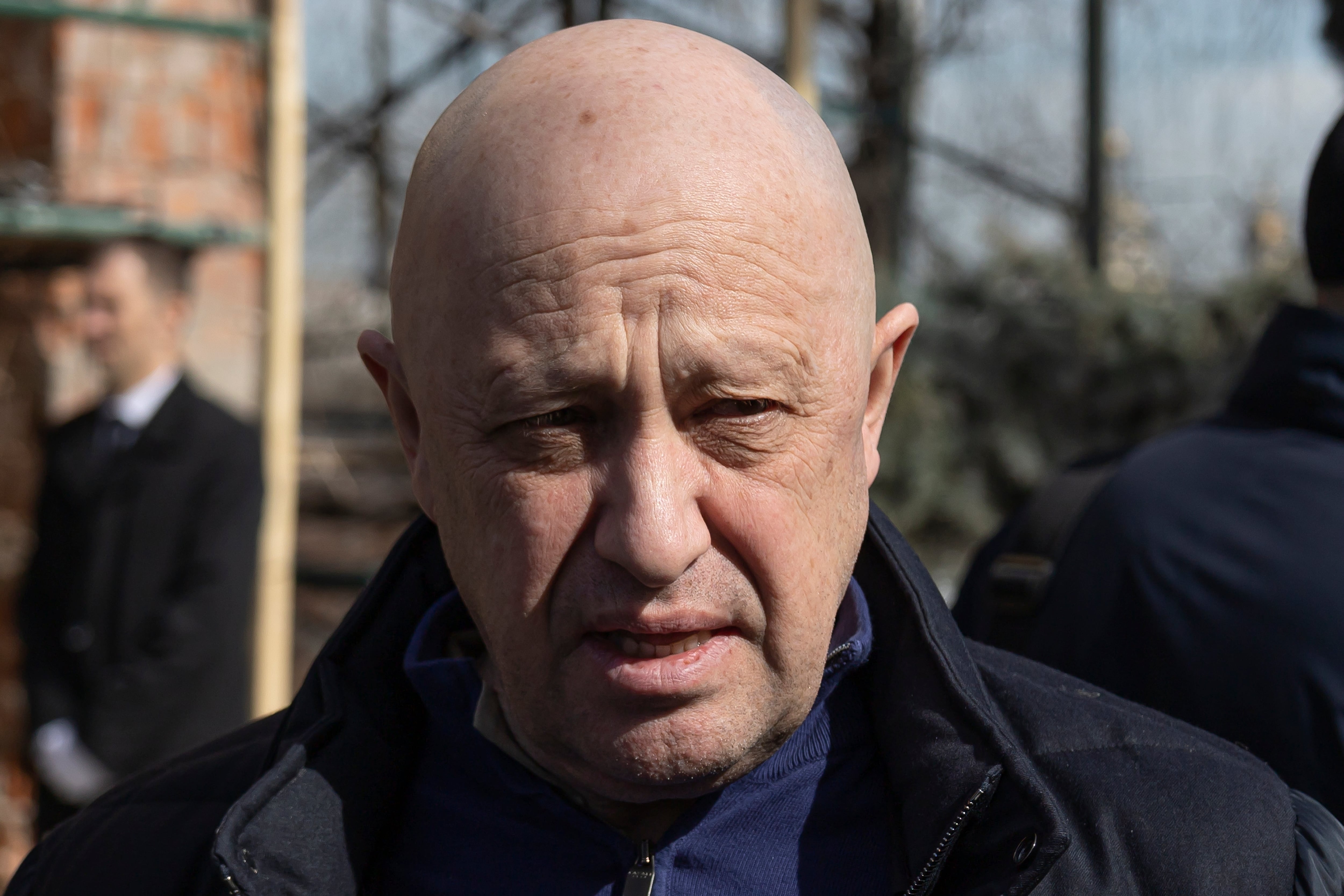 Yevgeny Prigozhin, the owner of the Wagner Group military company, arrives during a funeral ceremony at the Troyekurovskoye cemetery in Moscow, Russia, Saturday, April 8, 2023.