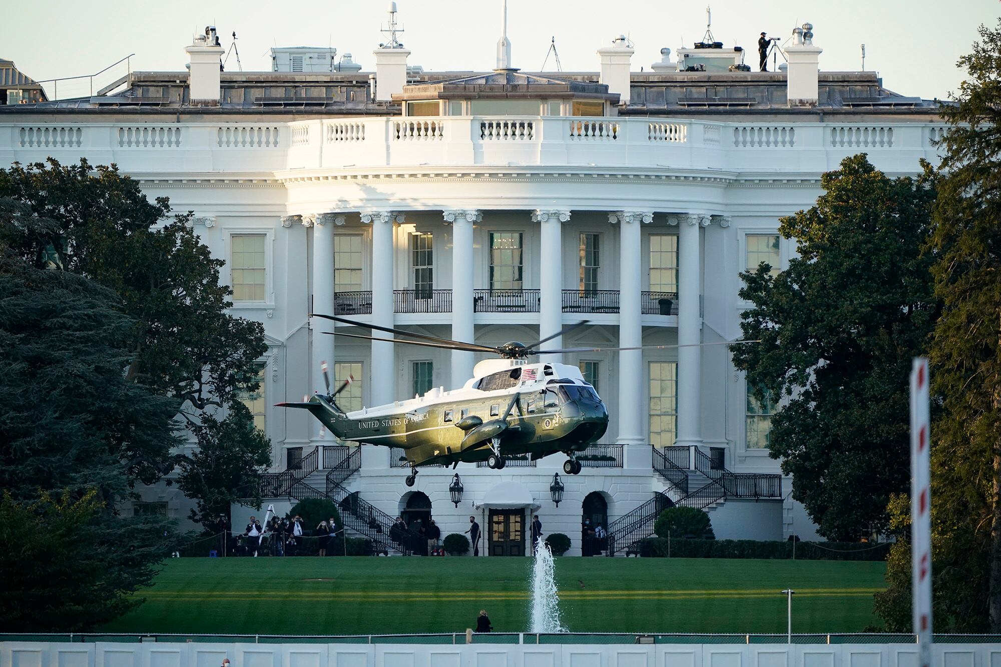 Marine One lifts off from the White House to carry President Donald Trump to Walter Reed National Military Medical Center in Bethesda, Md., Friday, Oct. 2, 2020 in Washington.