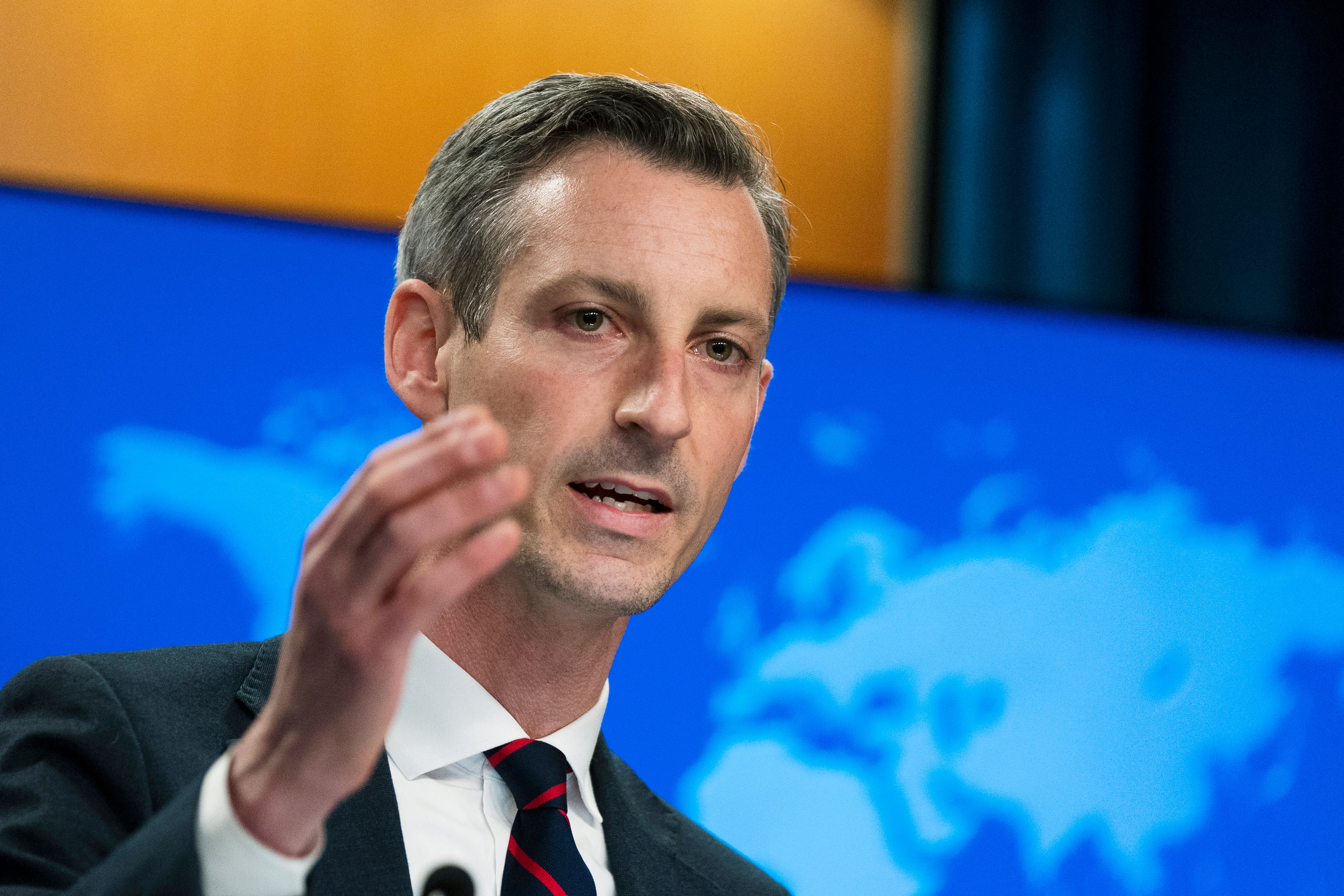 State Department spokesman Ned Price speaks during a news conference at the State Department, March 10, 2022, in Washington.