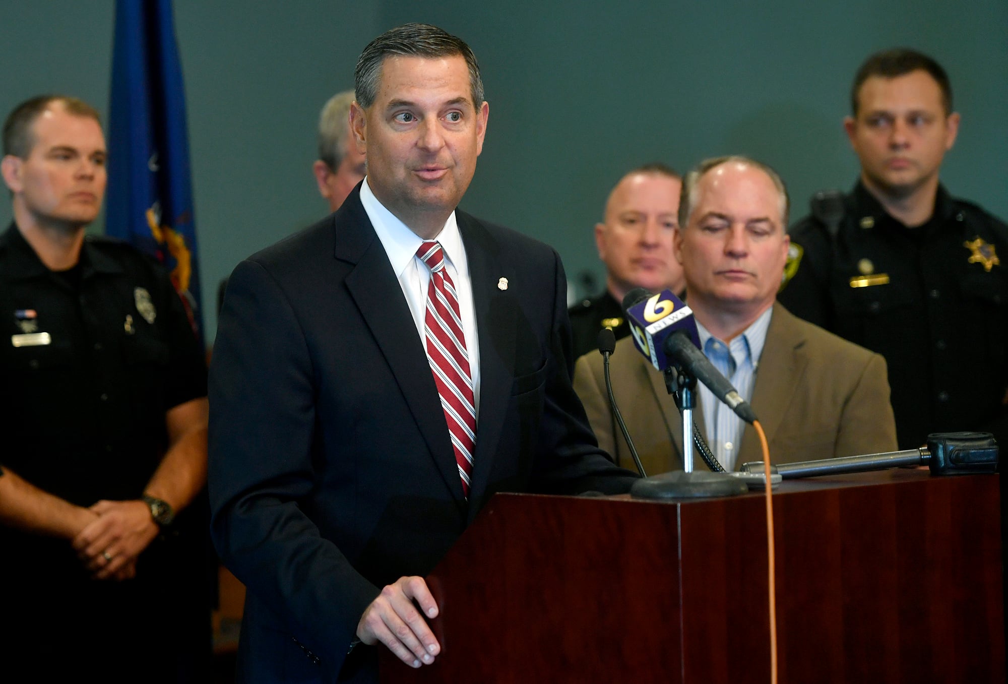 In this Oct. 19, 2018, file photo, U.S. Attorney David Freed speaks at a news conference at the Centre County Courthouse Annex in Bellefonte, Pa.