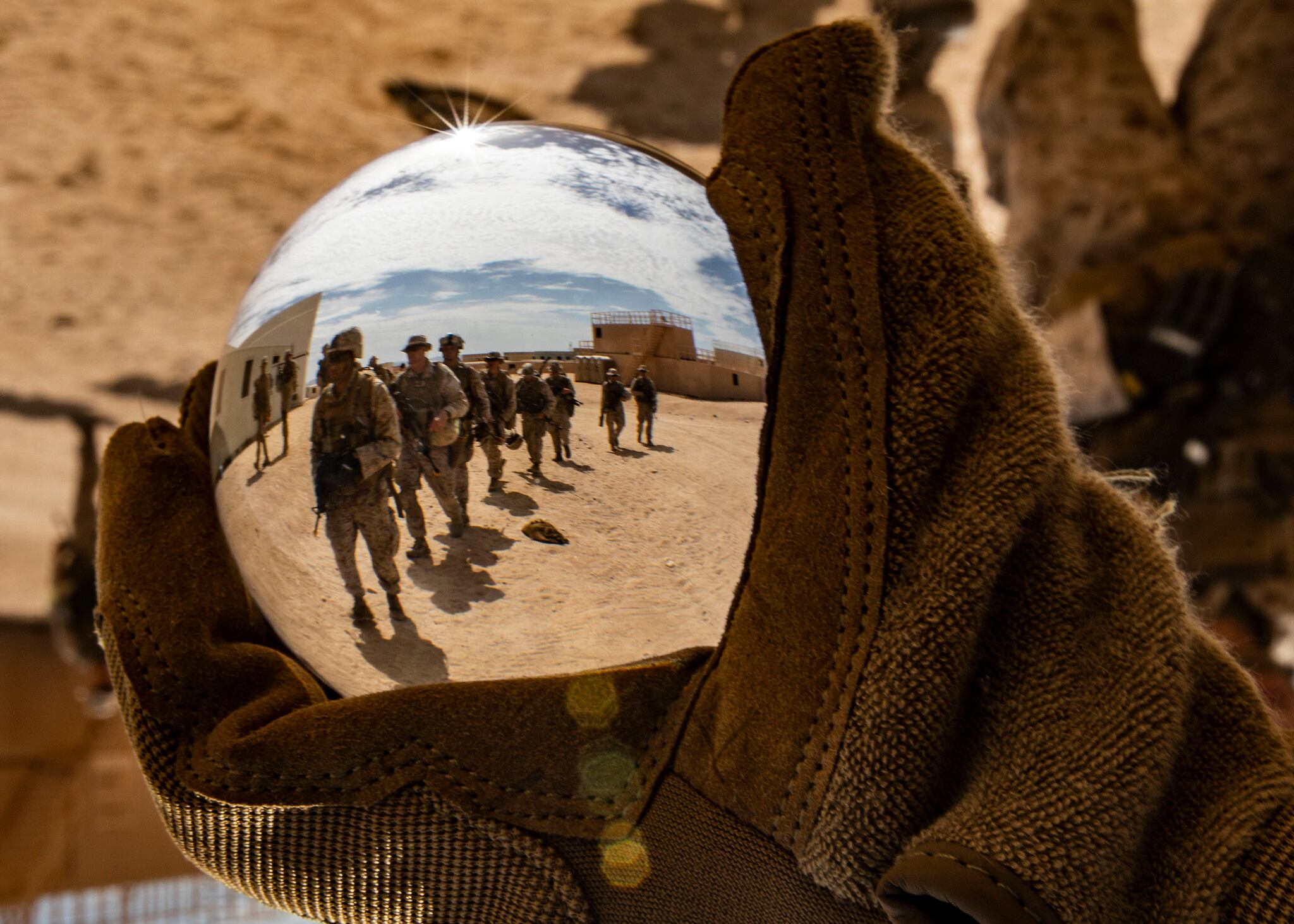 Marines hike towards their next objective during Integrated Training Exercise 5-19 at Marine Corps Air Ground Combat Center Twentynine Palms, Calif., July 31, 2019.