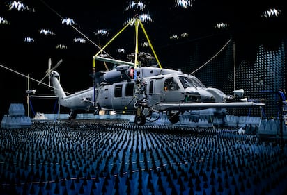 Hang in there:  HH-60W enters chamber for defense systems testing