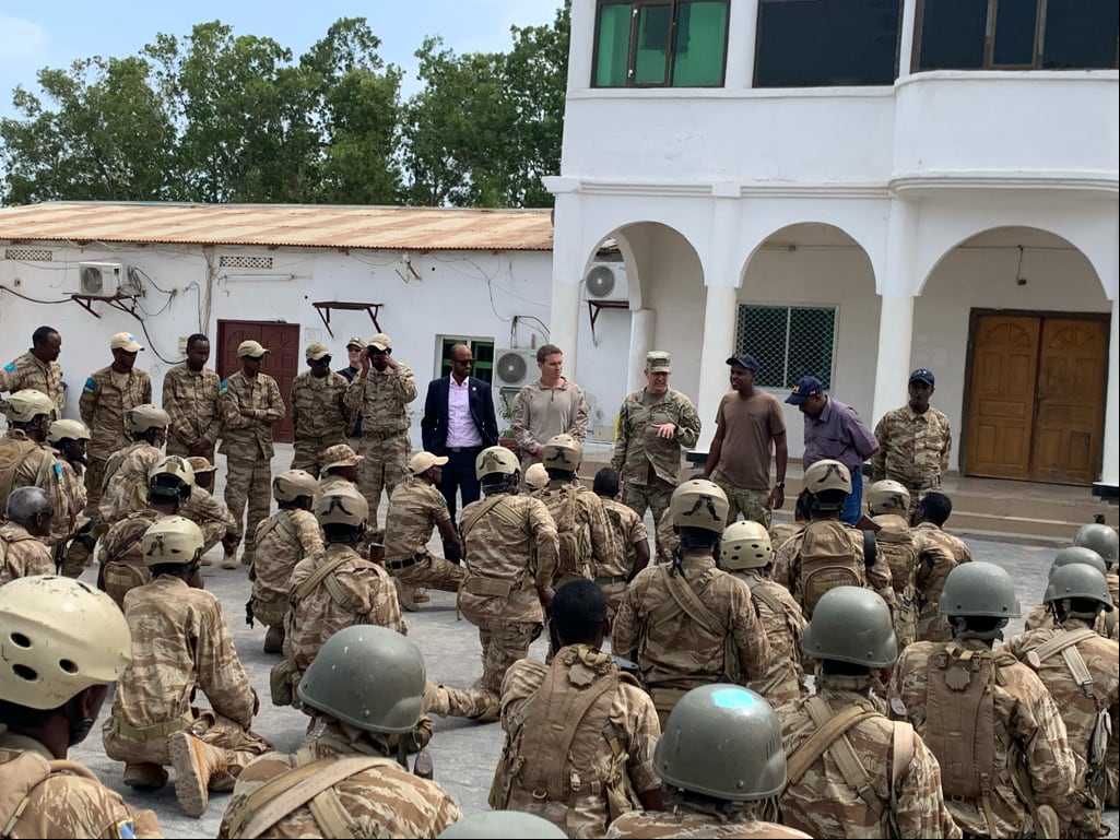 U.S. Army Gen. Stephen Townsend, commander of U.S. Africa Command, addresses personnel from the Puntland Security Force on Feb. 13, 2020, in Bosasso, Somalia.