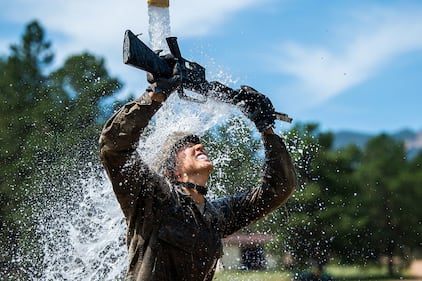 U.S. Air Force Academy Class of 2024 basic cadets complete the assault course at the U.S. Air Force Academy in Colorado Springs, Colo., July 14, 2020.