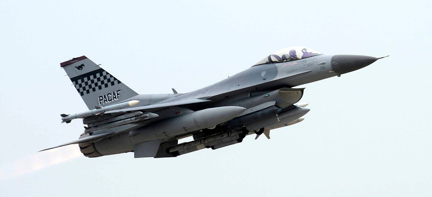 In this April 20, 2017, photo, a South Korean Air Forces' KF-16 fighter takes off at an air base in Gunsan, South Korea.