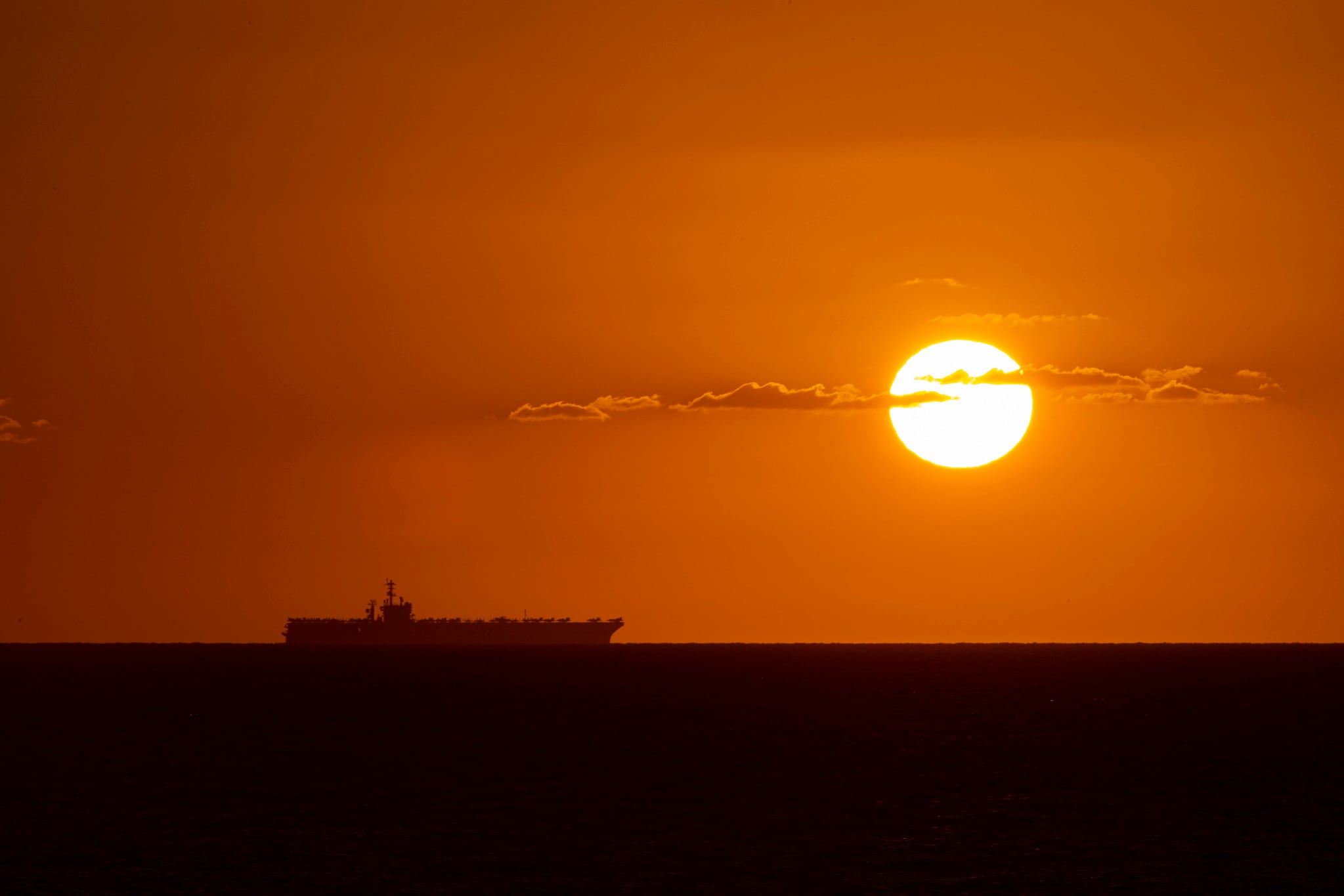 The aircraft carrier USS Nimitz (CVN 68) steams in the Indian Ocean, Jan. 6, 2020.