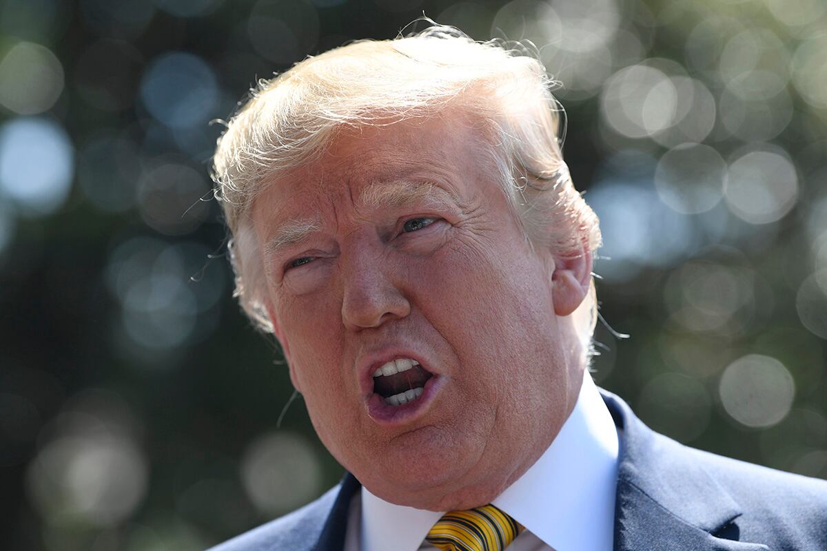 President Donald Trump speaks to reporters on the South Lawn of the White House in Washington