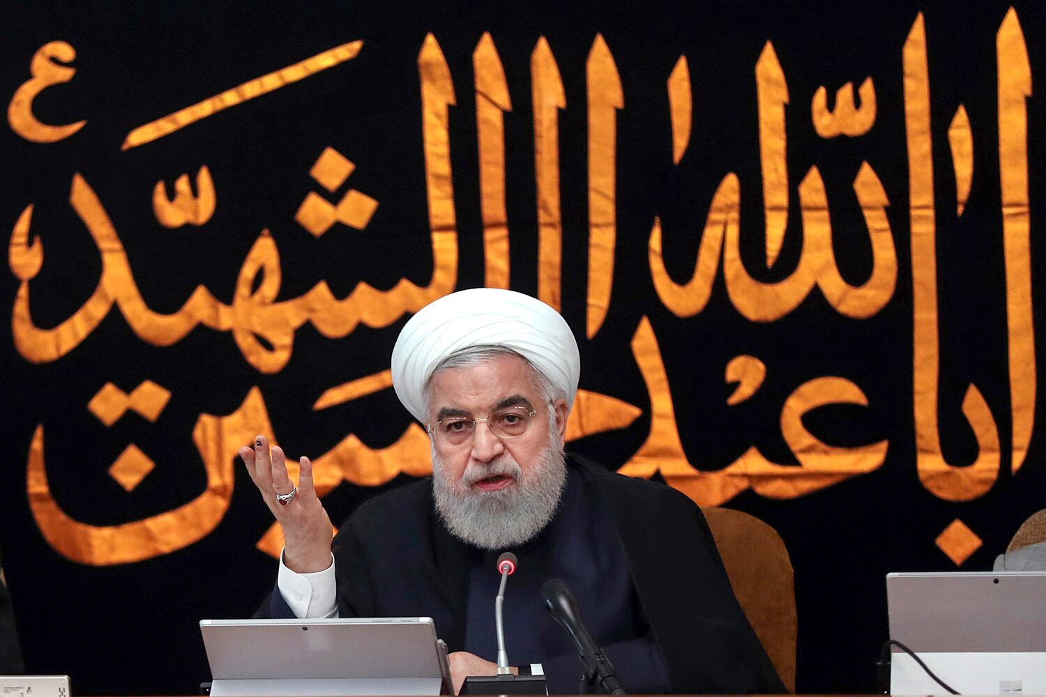 President Hassan Rouhani speaks in a cabinet meeting in Tehran, Iran, Wednesday, Sept. 4, 2019.