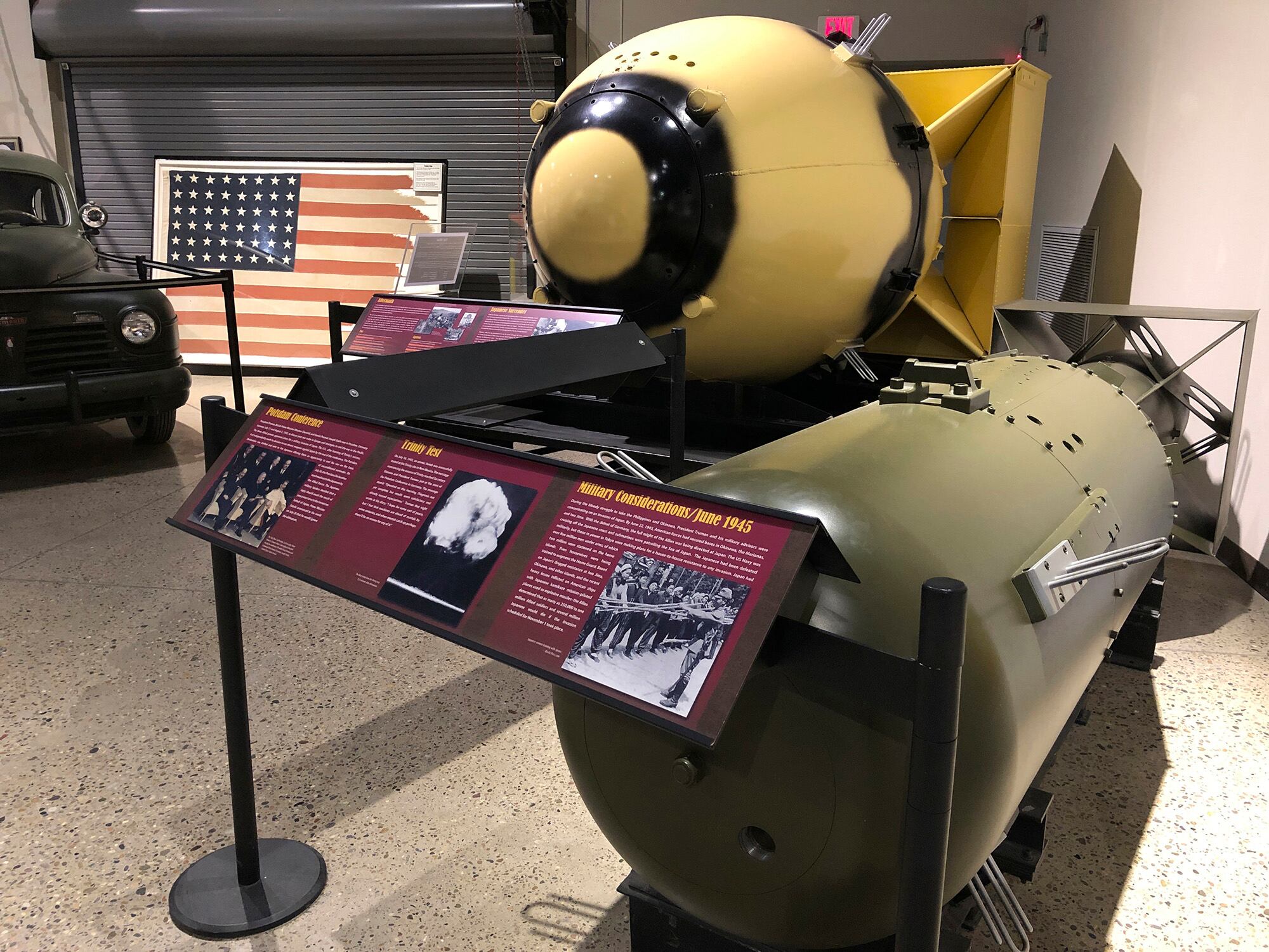 Casings identical to those used for the "Fat Man" and "Little Boy" atomic bombs are displayed Wednesday, July 15, 2020, at the National Museum of Nuclear Science and History in Albuquerque, N.M.