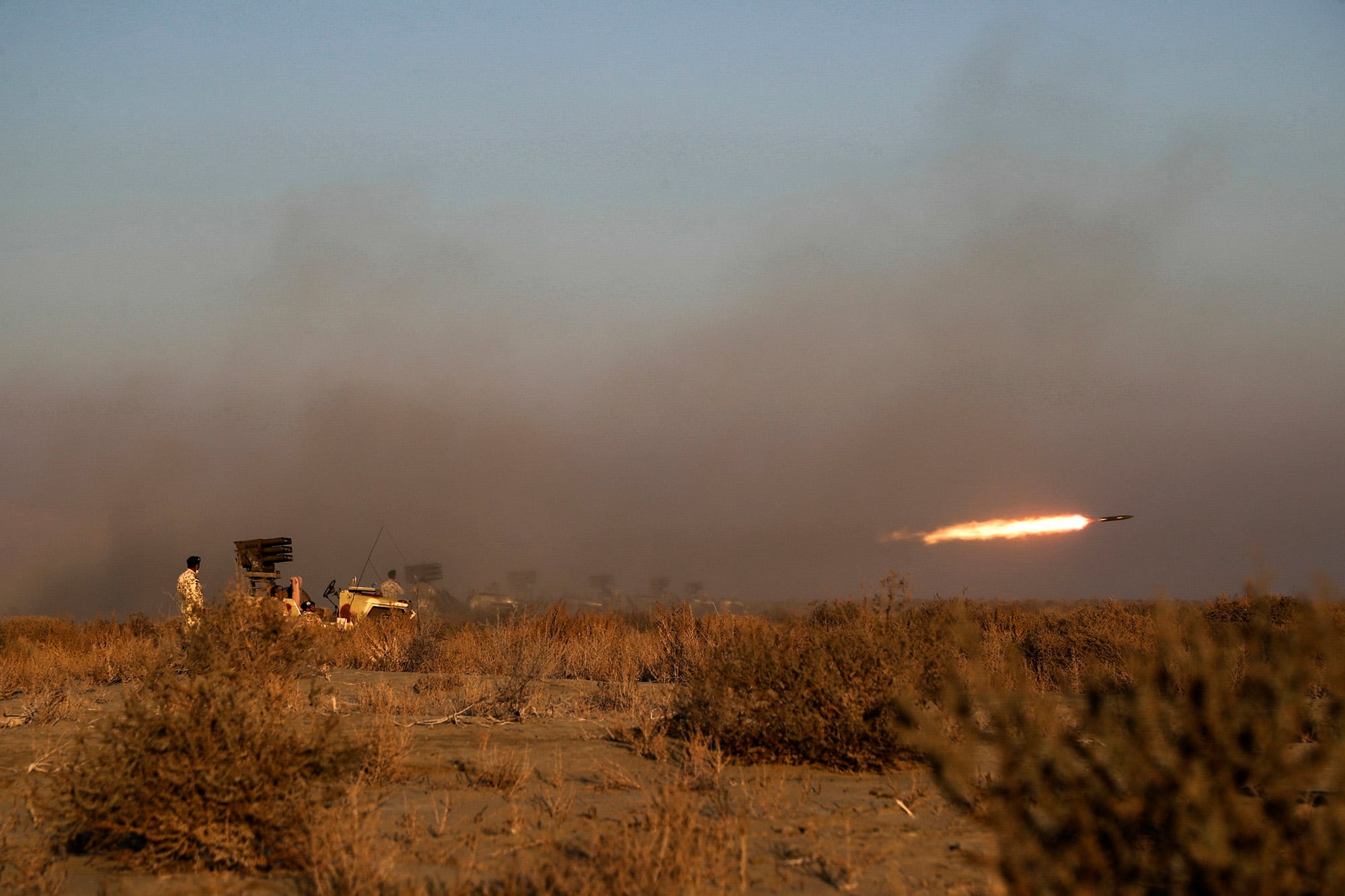 This photo released Tuesday, Jan. 19, 2021, by the Iranian Army, shows a military drill.