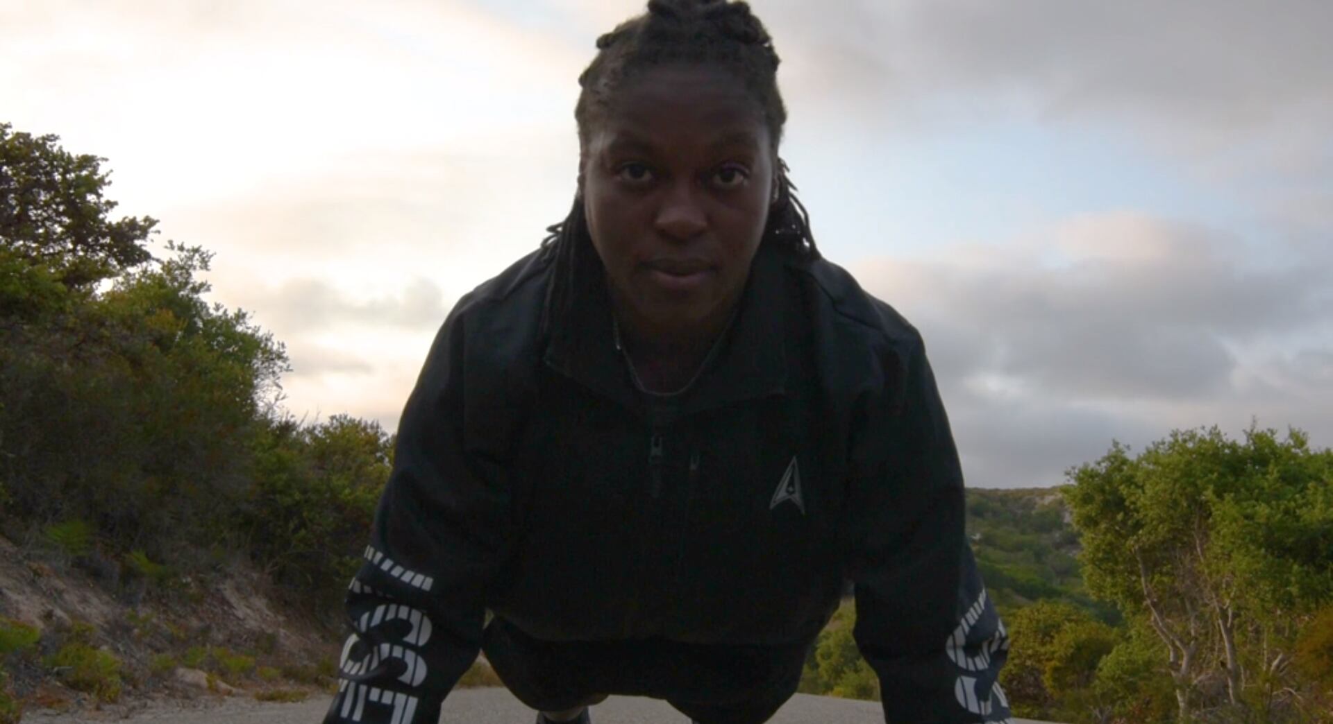 The U.S. Space Force has started testing their first official physical training uniform, as shown in a screenshot of a September 2021 video with 2021 NCAA steeplechase champion 2nd Lt. Mahala Norris. (Airman Kadielle Shaw/Space Force)