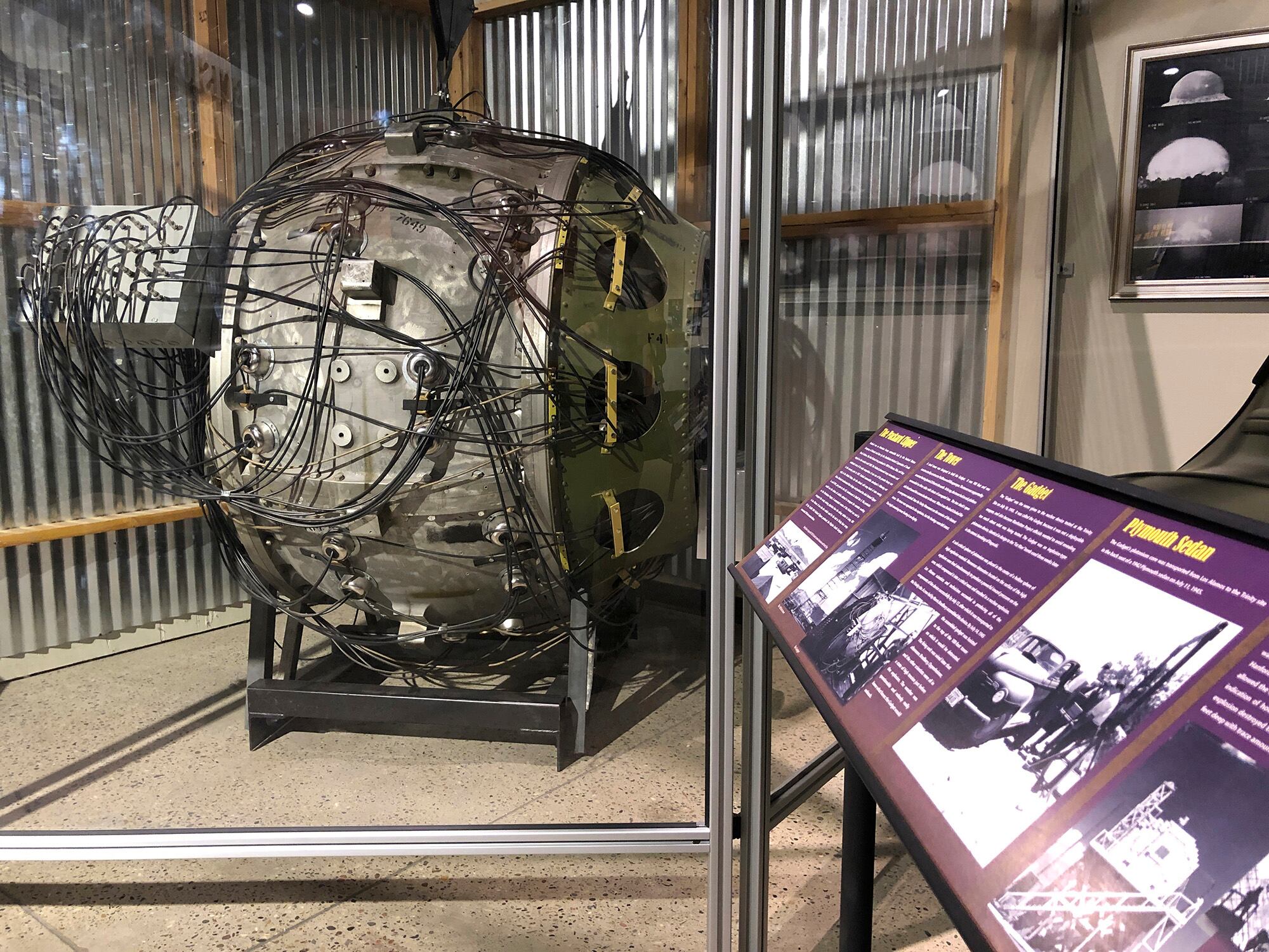 A mockup of the "Gadget" that was detonated during the Trinity Test in 1945, marking the world's first atomic explosion, is on display Wednesday, July 15, 2020, at the National Museum of Nuclear Science and History in Albuquerque, N.M.