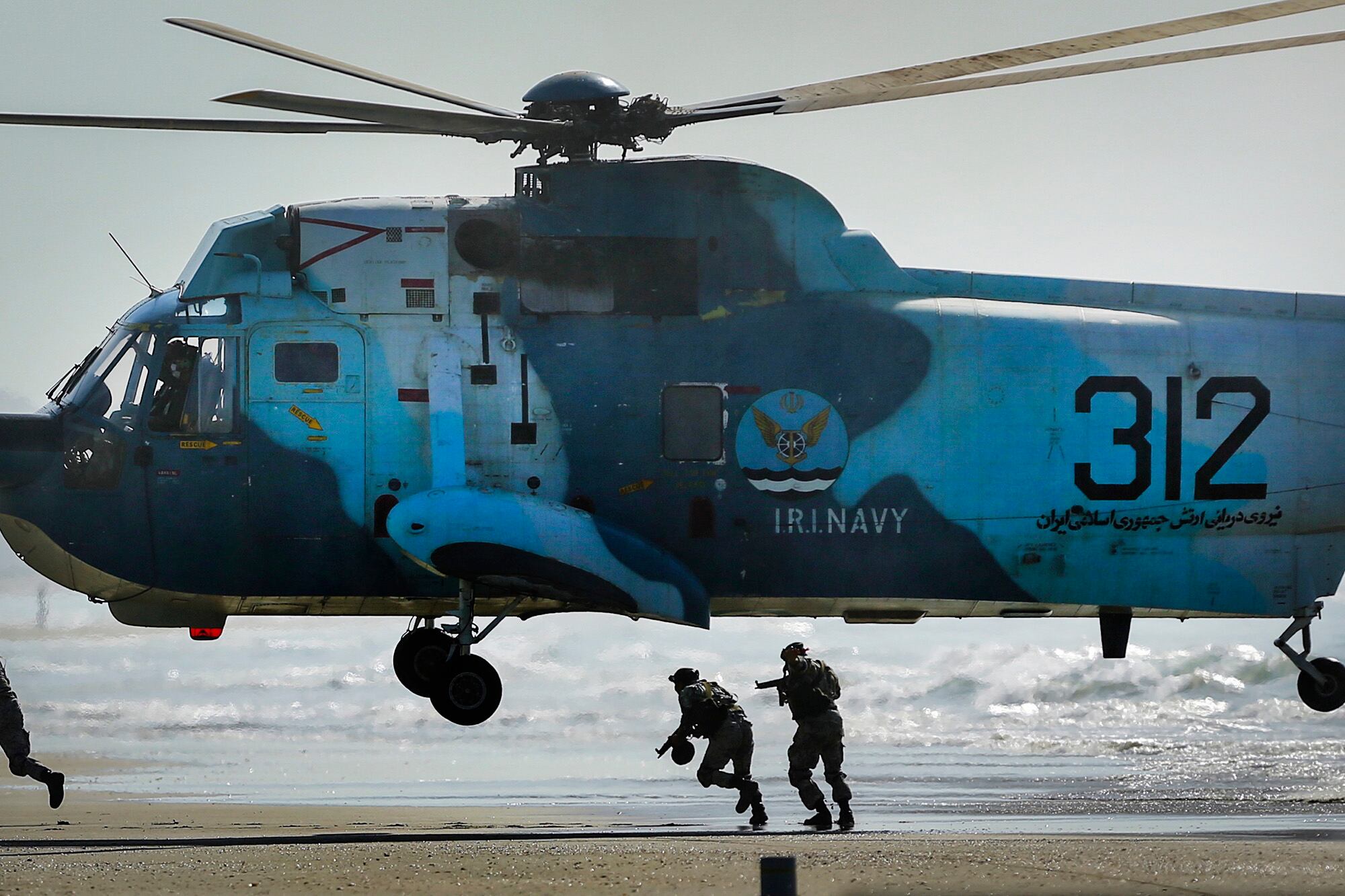 Iranian troops participating in a military drill near the strategic Strait of Hormuz, Iran, Thursday, Sept. 10, 2020.