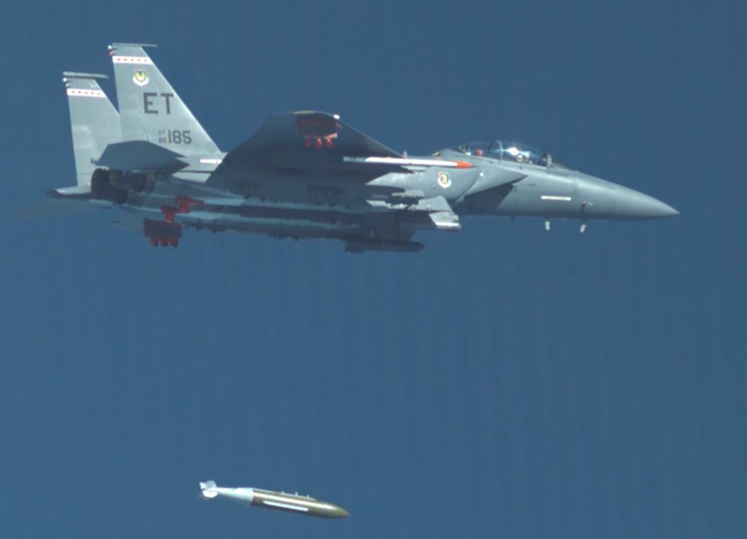 The 96th Test Wing recently concluded a GBU-72 test series that featured the first ever load, flight and release of the 5,000-pound weapon. (Air Force)