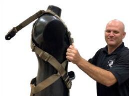 Jason Adam Smith, a partner at Survival Innovations, displays the Advanced Crew Tether System used on the CV-22B Osprey. Photo by Survival Innovations.