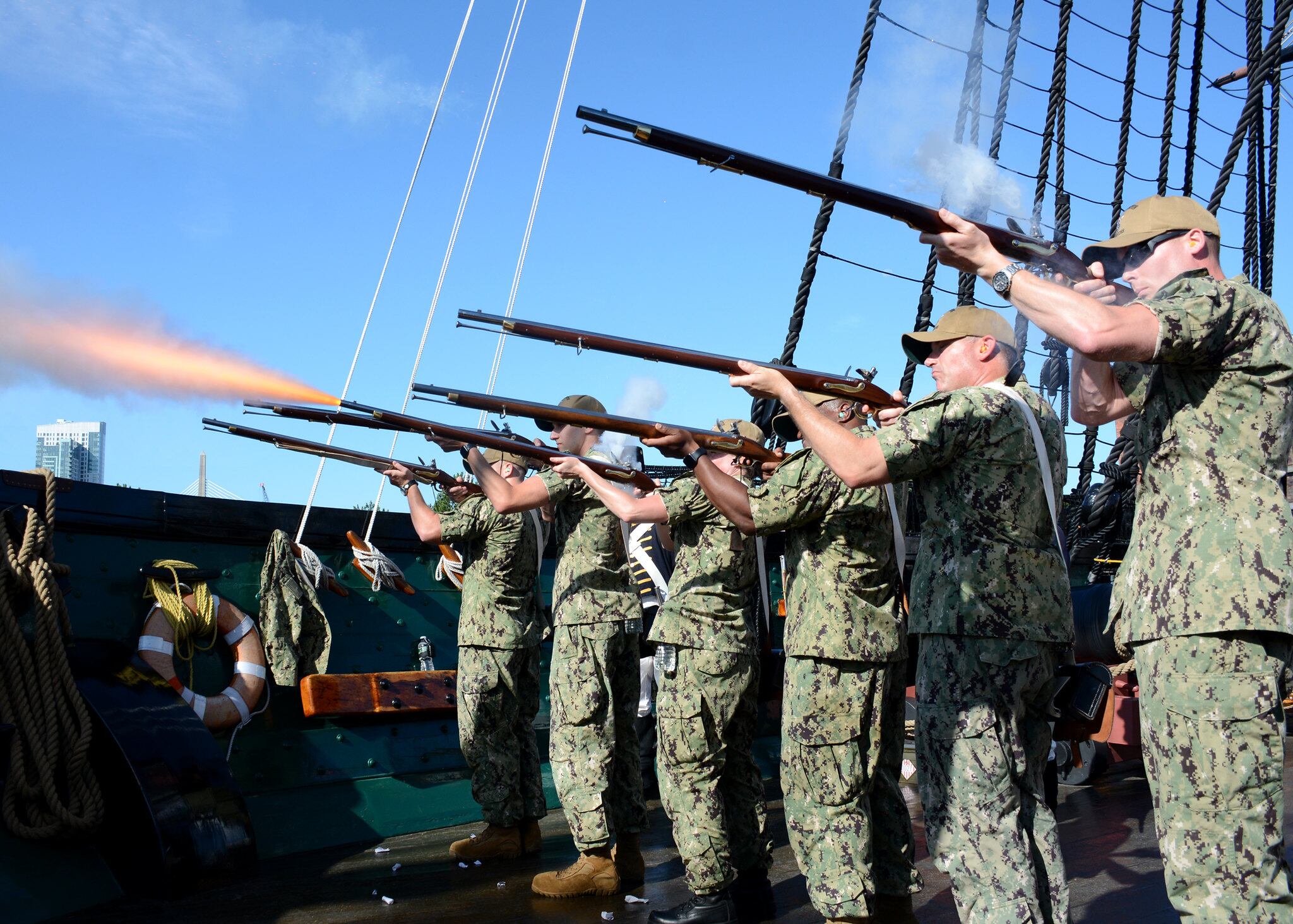 Chief petty officer selects come together on Aug. 20, 2019, for Chief Heritage weeks events aboard the oldest commissioned warship afloat in the world, USS Constitution, in Boston.