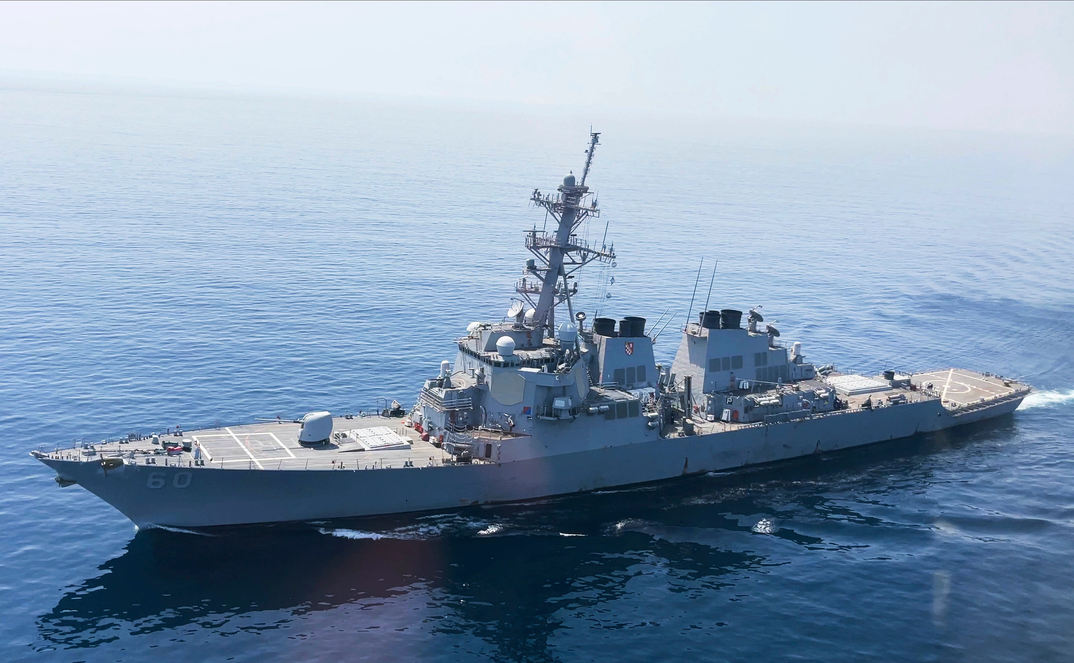 The USS Paul Hamilton is seen after passing through the Strait of Hormuz Friday, May 19, 2023.