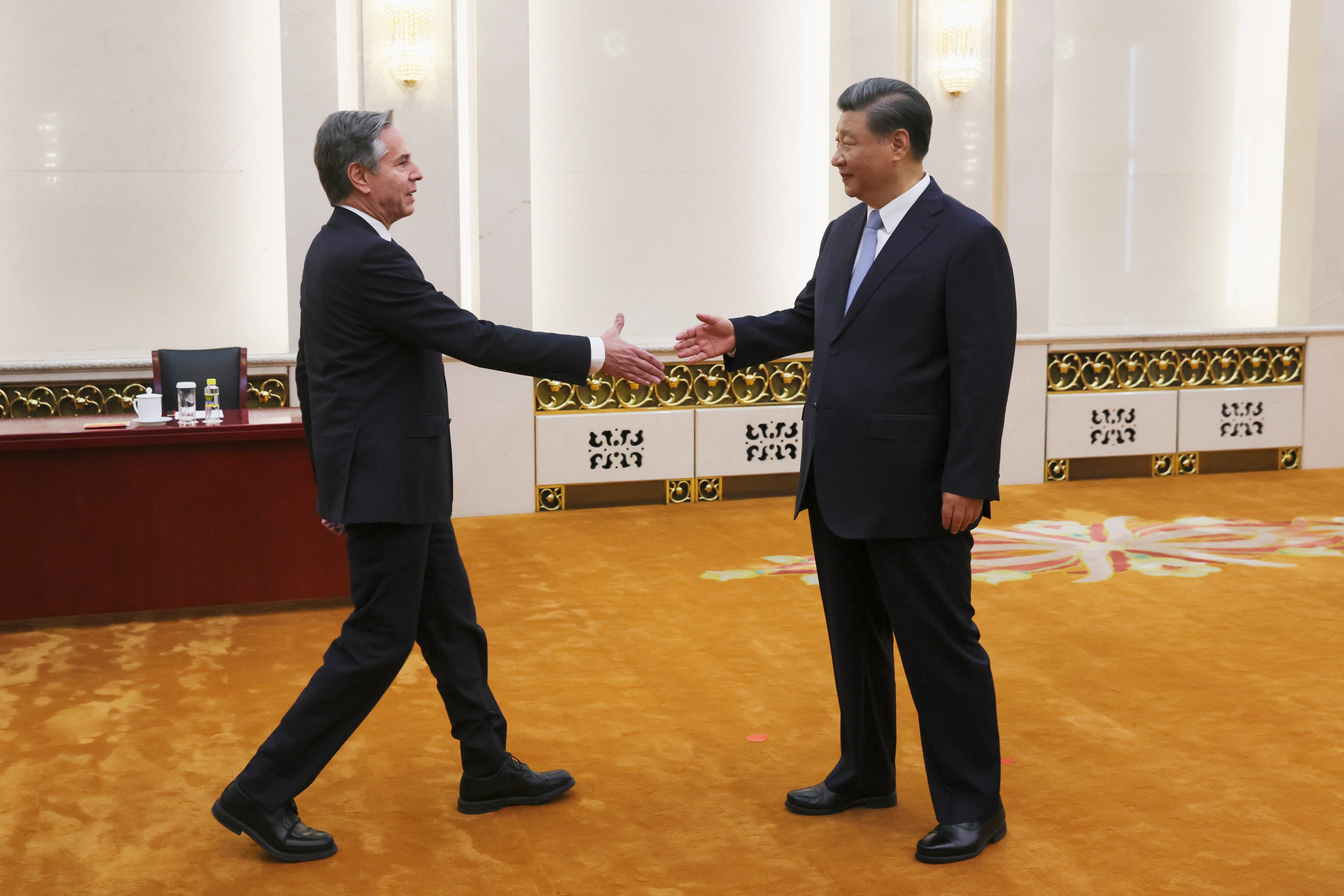 U.S. Secretary of State Antony Blinken meets with Chinese President Xi Jinping in the Great Hall of the People in Beijing, China, Monday, June 19, 2023.