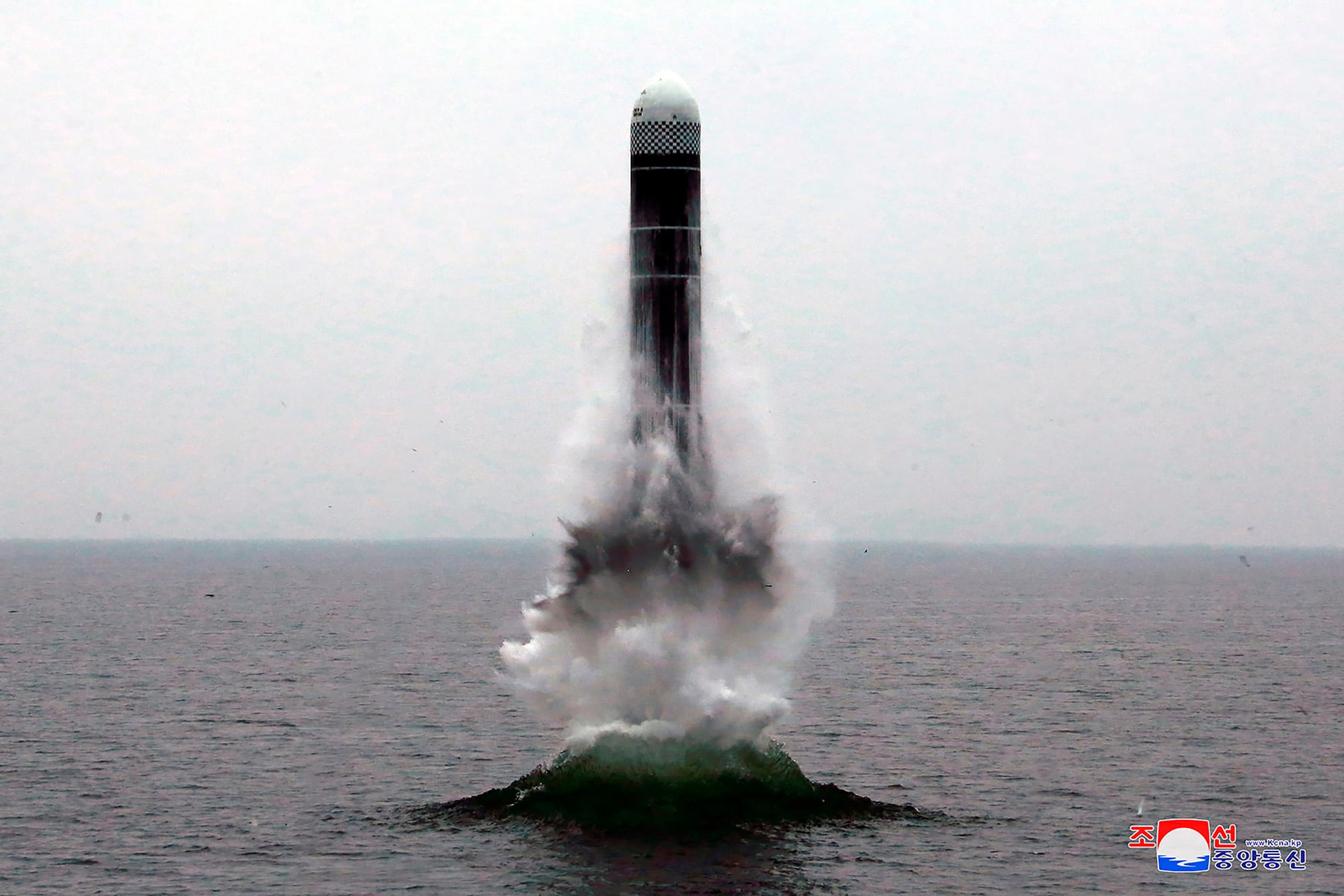 In this Oct. 2, 2019, file photo provided by the North Korean government, an underwater-launched missile lifts off in the waters off North Korea's eastern coastal town of Wonsan, North Korea.